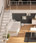 Loft space with 36 Inch Black Metal Stairs Railing Indoor Outdoor Heavy Duty Industrial Pipe Handrail Wall Mount Stair Rail Banister Deck Rail Safety Grab Bar for Seniors and Disabled Rock Solid Grip.