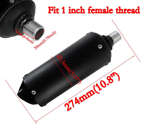 Beefed Up Performance Exhaust Muffler Silencer For Predator 212 196cc GX160 420cc Mini Bike Engines Black, measures 10.8 inches