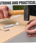 Installation of Hydraulic Silent Close Buffer Kit For Cabinet Doors 5Pcs Soft Close Dampers on a wooden surface.