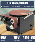 Heavy Duty 6 Inch Mini Disc Sander And Bench Belt Sander Combo, 7 Speed Adjustable Tabletop Grinder With 100W Motor for precise cutting.