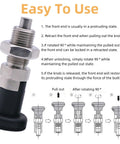 Two Pack Push Fit Ball Nose Spring Plungers Self Locking Indexing Pins With Lock Nut M10 Carbon Steel For Precise Positioning Quick Firm Fix For Your Shop And Machinery, shown with illustration of usage instructions.