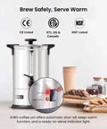 Massive 18 Liter Commercial Coffee Urn And Hot Beverage Dispenser Stainless Steel Percolator Maker with anti drip spout
