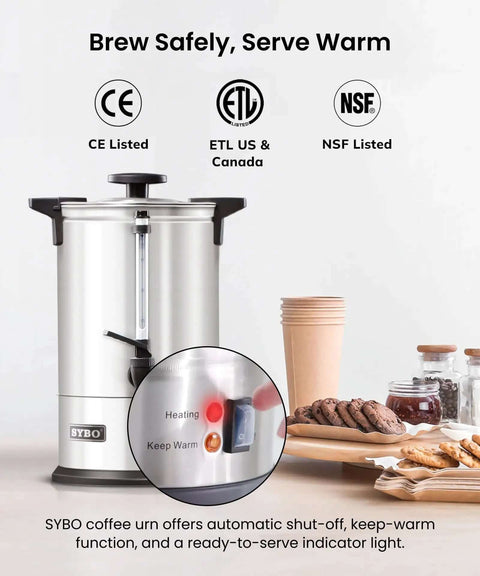 Massive 18 Liter Commercial Coffee Urn And Hot Beverage Dispenser Stainless Steel Percolator Maker with anti drip spout