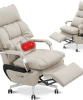 Dual Motor Executive Reclining Office Chair With Footrest And Massage Lumbar Support One Click Electric Recline From 90 To 170 Degrees