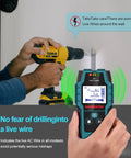 Pro 5 In 1 Stud Finder Wall Scanner with Smart Sensor Audio Alarm and HD LCD Display in use detecting wires behind wall.
