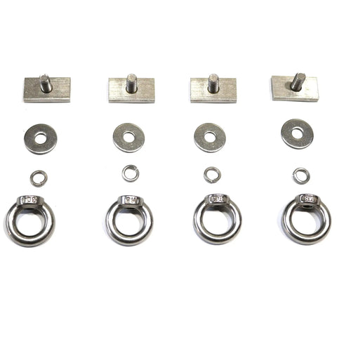 Heavy Duty Stainless Steel Shoulder Eye Bolts 4 Pack With M8 Threads, Includes Slot Nuts, Washers, And Spring Washers For Rope Attachment