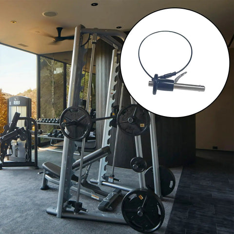 Two Pack 304 Stainless Steel Ball Locking Pins With Quick Release Push Button And 24 Cm Lanyard Cable in a gym setting
