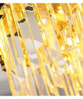 Close-up of Crystal Led Pendant Lights Living Room Dining Bedroom Gold Plating Metal Hanging Lamp Indoor Lighting Lamparas Fixture,Beautiful with golden accents.