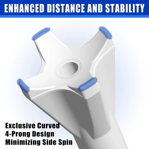 Close-up of 170 Pack Pro 4 Prong Golf Tees With Line Marking System Blue Three And Quarter Inch Plastic Tees prong design