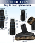 Seven Piece Horse Hair Vacuum Attachment Set With Round Dusting Brush Attachments And Adapters For Most Vacs product size chart