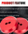 4 Piece Rock Solid Billet Aluminum Floor Jack Lift Adapters For Corvette C5 C6 C7 C8 Z06 Zr1 Grand Sport And Porsche 911 Boxster Cayman Non Slip Garage Pucks Set showcasing red aluminum discs.