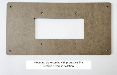 Flush Mount Plate For Whole House Surge Protection Device On Drywall, Black Acrylic Finish, product view with film