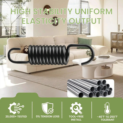 10 Pack 2.25 Inch Recliner Springs With Heavy Duty 12 Turn Coil Design For Zero Sag Sofa And Chair Replacement Parts on a coffee table.