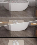 Before and after image showcasing Slick Nifty 39 Inch Black Shower Threshold Water Dam Stopper installation for bathroom separation.