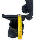 Close-up of 18 Pocket Heavy Duty Contractor Tool Belt Pouch with Cushioned Padding, showing tape measure for scale and detail.