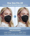 Woman wearing All Day Safe Kn95 Face Mask Pack Of 50 Individually Wrapped 5 Ply Breathable Filter Mask With 95 Percent Filtration