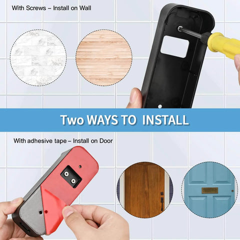 Adhesive Door Mount For Video Doorbell 2021 Gen 1 Not For 2025 Gen 2 No Drill Bracket Black with adhesive and screw installation options.