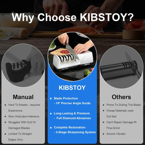 Person using Electric Knife Sharpener 3 Stage Professional Kitchen Sharpening System With 100 Percent Diamond Abrasive.