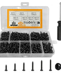 520 Piece M3 Self Tapping Screws Kit For Wood Plastic And Soft Metal Black Phillips Pan Head Assortment Carbon Steel