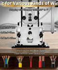 Beefy Copper Wire Stripper Machine For 0.06 To 1 Inch Cables with size indicators and wire samples, dual drive setup