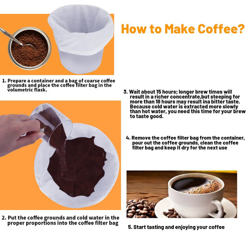Step-by-step guide on using 100 Pack Cold Brew Filter Bags 20 By 20 Inch For Five Gallon Buckets Boss Grade Commercial Cold Brew Filters.