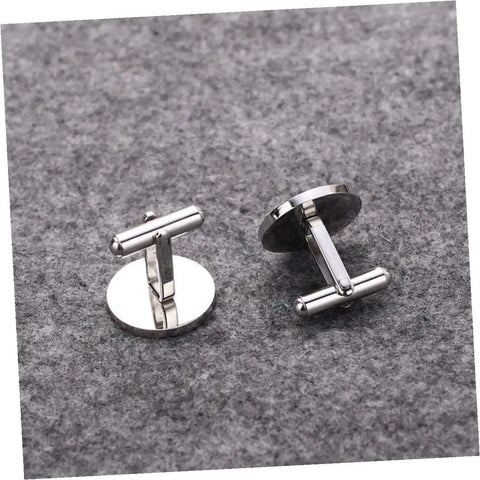 Cross Cufflinks For Men Titanium Steel Decor Fasteners Black Shirt Buttons 1 Pair on grey background