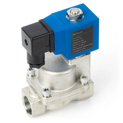 Beefed-Up High Pressure 24V DC Solenoid Valve In Stainless Steel For Industrial Use, 100 Bar Capacity, Extreme Temperature Range -76F to 248F
