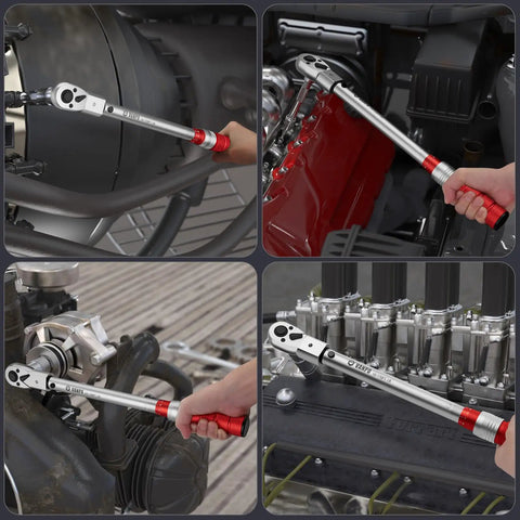 Digital Pro Torque Wrench Kit With LCD Display And Buzzer Indicator For Precise Tightening Up To 44.3 Ft Lb 60 Nm, 2 Percent Accuracy Electronic Torque Wrench Set Includes Quarter Inch Adapter And Extension Bar Ideal For Bikes And Motorcycles