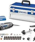 Versatile Rotary Tool Kit With Flex Shaft Do It All Pro Grade 9 Attachments and 64 Accessories displayed next to carrying case.