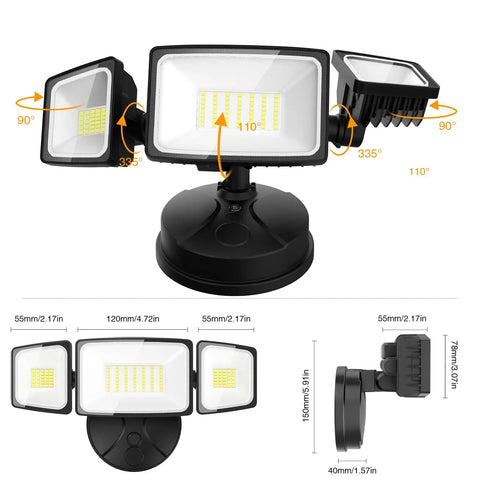 Hella Bright 75W LED Outdoor Flood Light With Three Adjustable Heads Switch Controlled Security Spotlight Rock Solid IP65 Waterproof Wall Mount Top Tier 6500K Daylight For Yard And Driveway