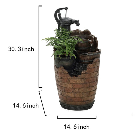 Outdoor Cascading Water Fountain With Pump Included For A Chill Backyard Oasis, Durable Polyresin And Fiberglass Garden Feature