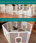 Six Panel Petyard Passage Dog Playpen Fence With Wall Mount Kit Easy Setup Freestanding Or Wall Mounted Lockable Door