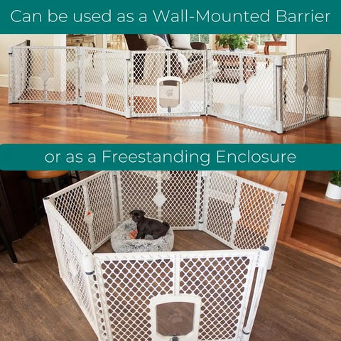 Six Panel Petyard Passage Dog Playpen Fence With Wall Mount Kit Easy Setup Freestanding Or Wall Mounted Lockable Door
