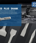 SDS Plus Rotary Hammer Chisel Set Four Piece Kit With Pointed And Flat Chisels for masonry and concrete work detail image.
