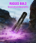 Person using Handheld UV Flashlight Blacklight 395 405 Nm Led For Curing UV Glue Leak Detection And Pet Urine Stain Finder Ultra Bright Portable Torch outdoors