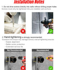 Installation notes for No Sweat Heavy Duty Wall Mount J Hook Stand for J1772 EV Chargers with drill and hand-tightening images.