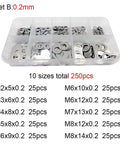 Ultra Thin Stainless Steel Flat Washer Set DIN 988 M2 M3 M4 M5 M6 M7 M8 0.3mm Thick 250 Pcs Corrosion Resistant Shim Gasket Assortment Kit With Smooth Edges Slick Space Saving Slim Profile For Compact Assemblies Electronics Automotive DIY Projects, 250 pcs 0.2mm set
