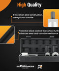 Close-up of carbon steel Dual Wheel Separator Tool Kit For Truck, Bus, Van, And Trailer in protective case, with 11 threads