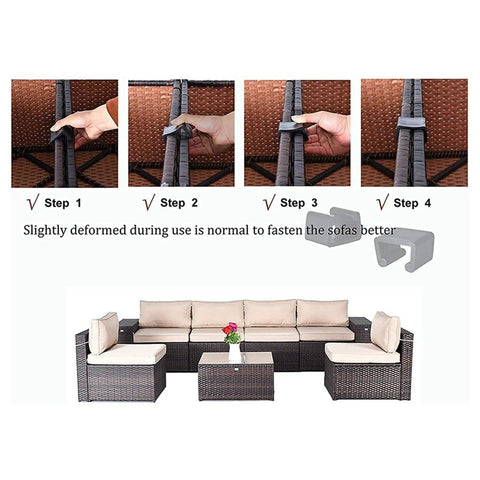 Step-by-step use of 20 Piece Outdoor Rattan Wicker Furniture Alignment Fasteners Sofa Clips Connector For Patio Garden