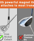 Golf Alignment Rods Swing Trainer Aid For Consistent Golf Shots shown attached to iron club, not aluminum driver.