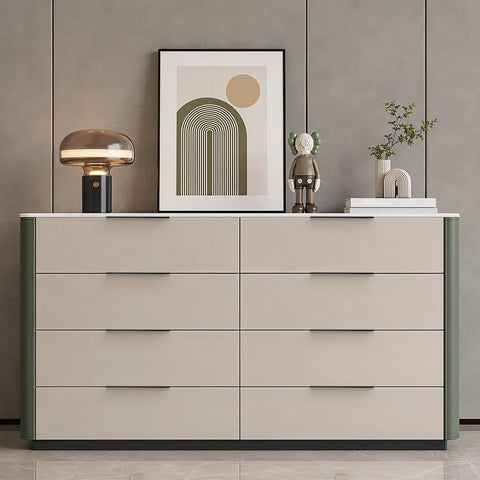 Beige dresser with Matte Black Finger Edge Cabinet Pulls Six And One Quarter Inch, 20 Pack, heavy-duty metal handles, modern decor