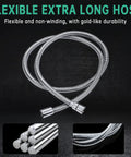 Handheld Shower Head With Hose And Holder, Built From Stainless Steel And Brass, High Pressure Spray, Extra Long Flexible Hose
