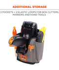 Barcode Scanner Holder And Equipment Mount For Gun Grip Mobile Computers And Handheld Scanners With Fastener Straps For Forklift Attachment Gray Large with additional pockets and loops for tools.