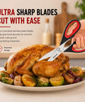 Three Pack 8.7 Inch Kitchen Scissors All Purpose Heavy Duty Shears With Sheath For Food Prep Meat Poultry Fish Veggies Seafood And More Tough As Nails Razor Sharp Multi Use Kitchen Tools For Home Camp And RV cutting roast chicken