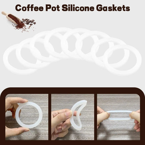 Stovetop Espresso Gasket Seal Ring Set For Aluminum Moka Pots Food Grade Silicone Replacement 6 Cup 8 Pieces