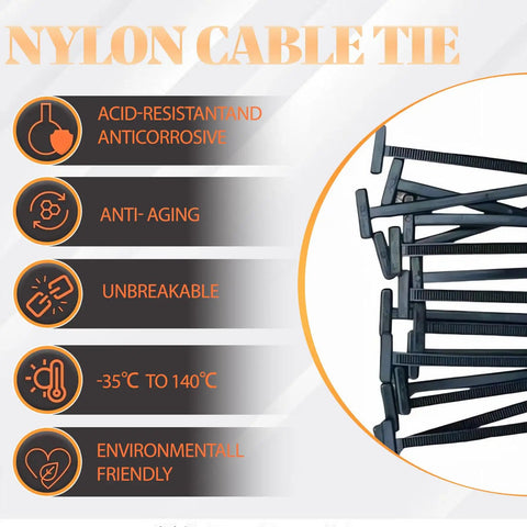 Universal Nylon Cable Tie Buckles For Cars And Home, Self-Locking Zip Ties with temperature and corrosion resistance details