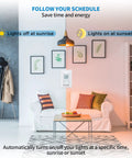 Modern living room with 7 Day Programmable In Wall Timer Switch With Sunrise Sunset Auto On Off For Lights And Fans Custom Schedules