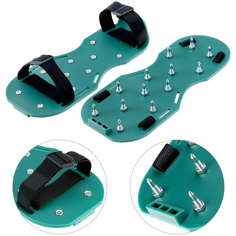 Spiked shoes from Self Leveling Cement Tool Kit With 9 Inch And 20 Inch Spike Rollers, Scraper, And Spiked Shoes For Cement, Mortar And Floor Leveling, Pro Grade Gear For Smooth, Level Surfaces
