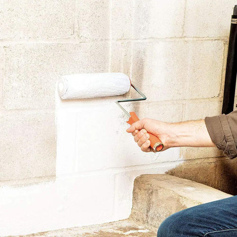 Applying Water Block Acrylic Masonry Waterproof Paint White One Gallon For Indoor And Outdoor Concrete Walls Basements Foundations