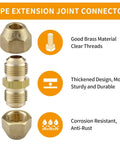 Pipe extension joint connector showcasing features of 4 Pack Copper Pipe Extension Joint Connectors For HVAC AC One Quarter Inch And Three Eighth Inch Coupling Adapters With Flare Nuts Weld Free DIY Friendly Copper Tube Fittings For Quick Easy Air Conditioning And Refrigeration Installations